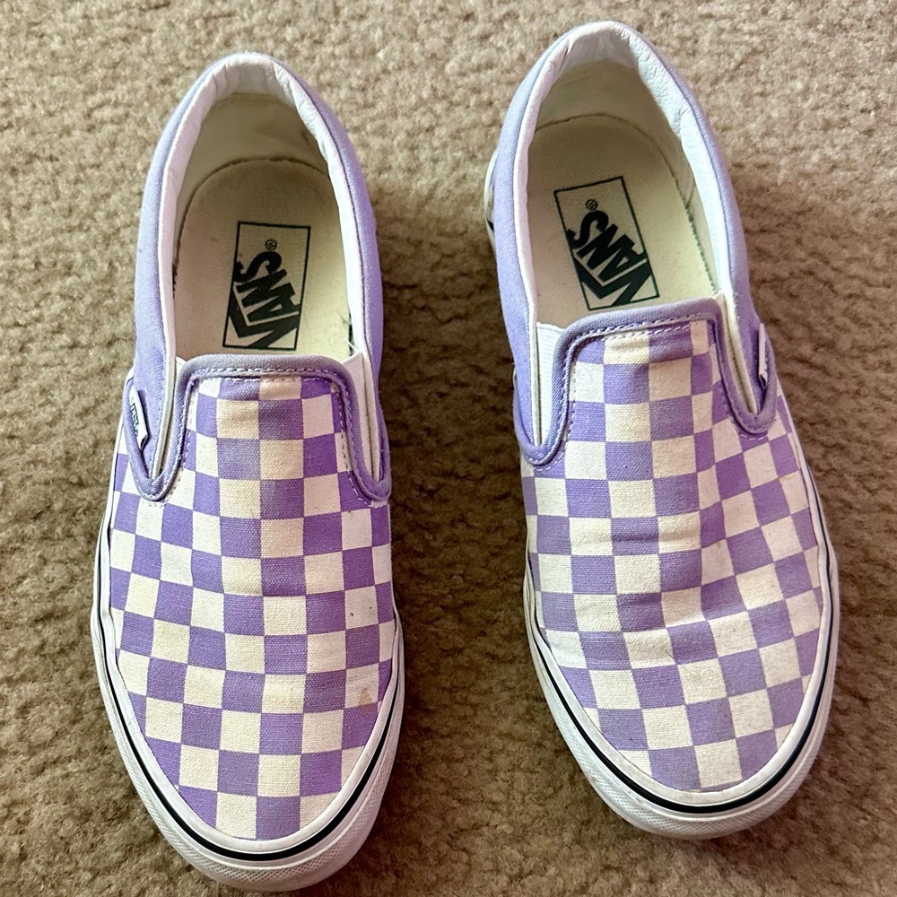 Purple & white checkered Vans